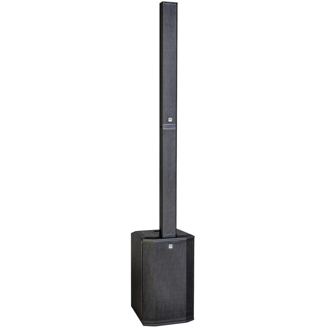 HK Audio POLAR 12 MK2 active column speaker with sleek black design and multiple speaker drivers, ideal for professional audio setups.