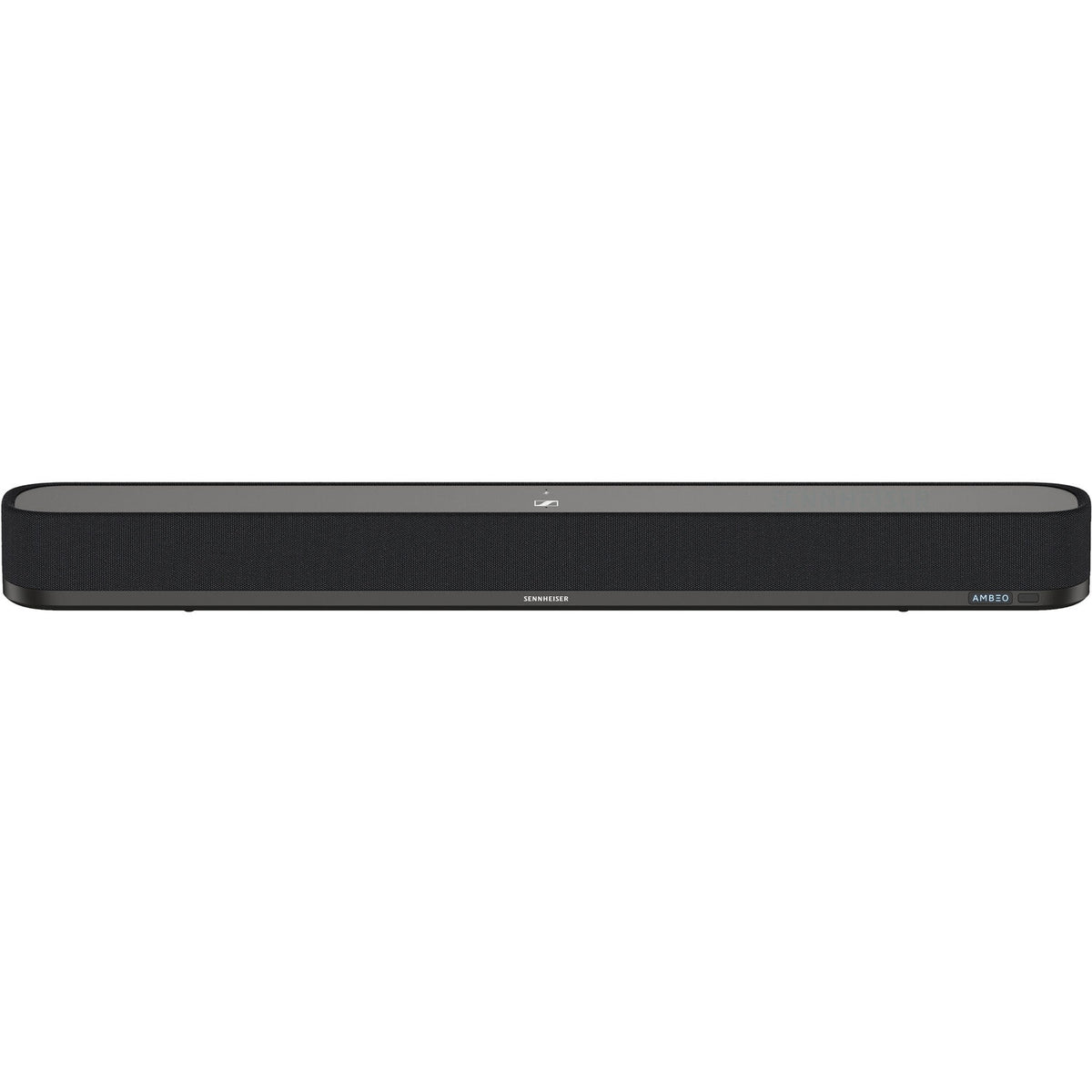 Sennheiser Ambeo Soundbar Mini showcasing sleek design and compact TV speaker with multiple audio ports and control buttons.