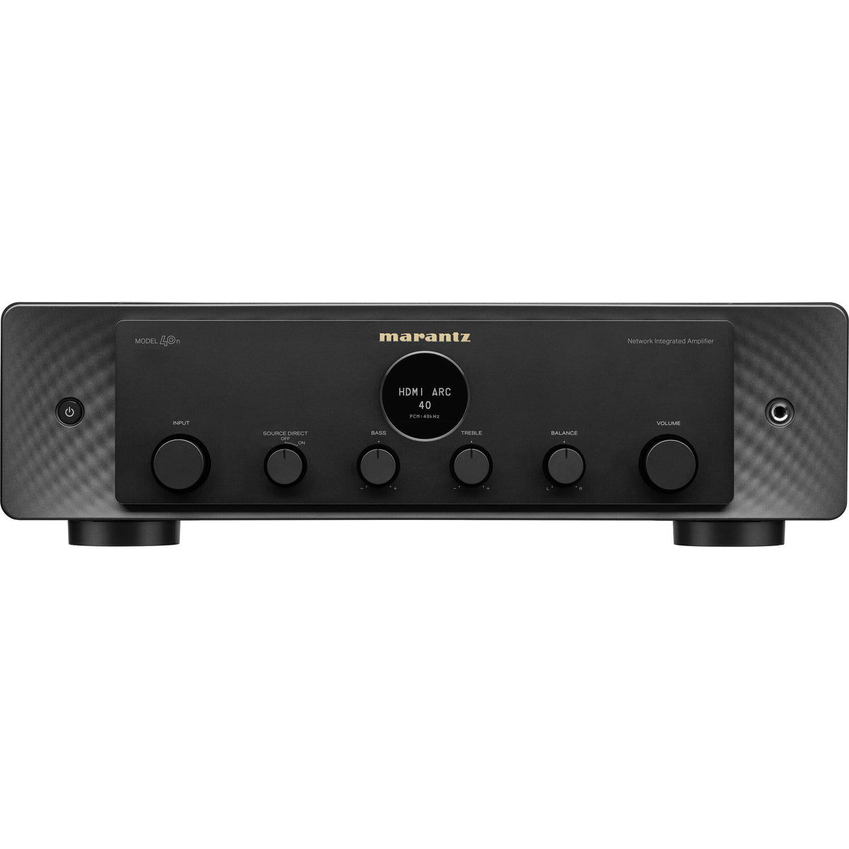 Marantz MODEL 40n stereo amplifier with sleek black finish and control knobs visible on the front panel.