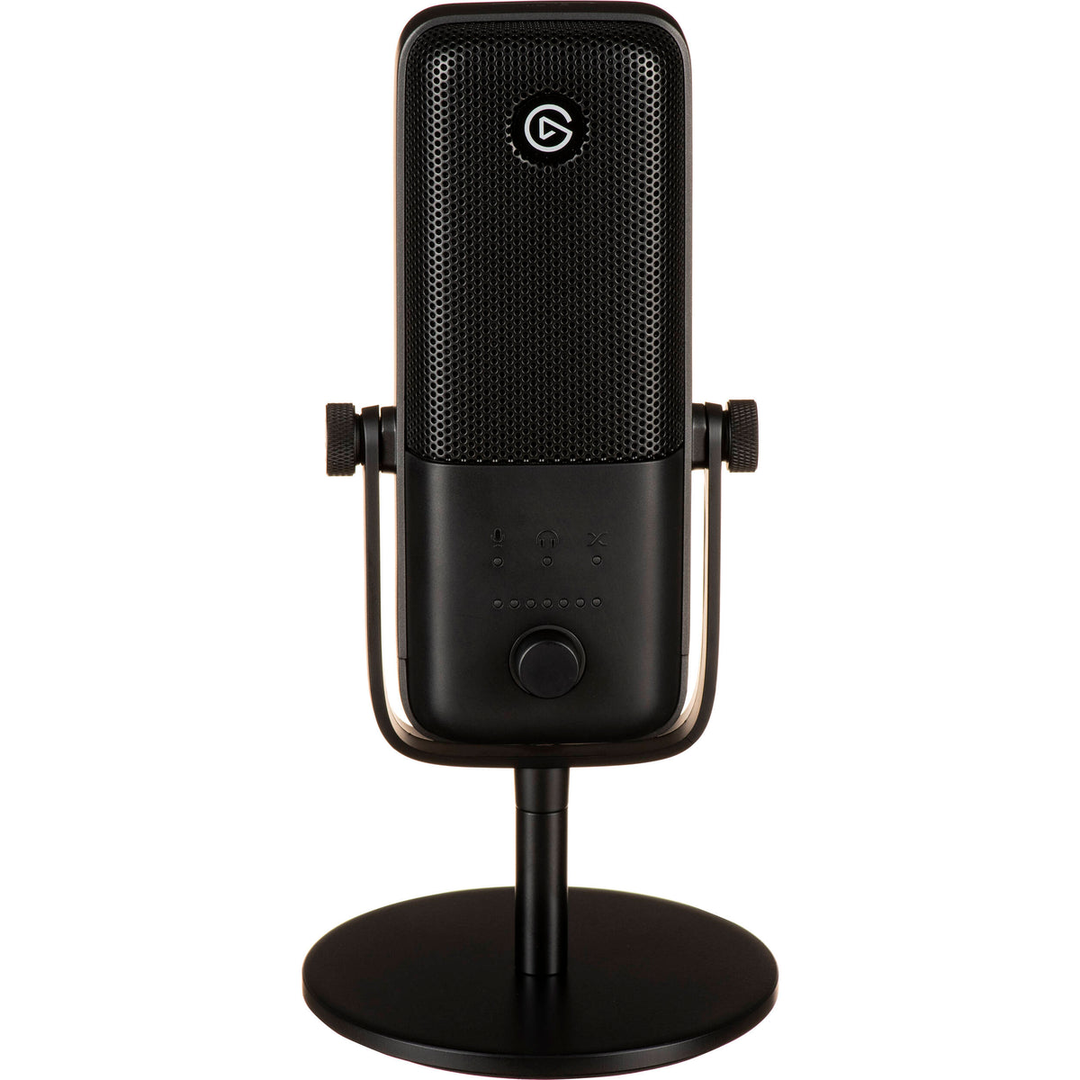 Elgato Wave:3 USB microphone with sleek black design and adjustable stand, ideal for streaming and recording audio.