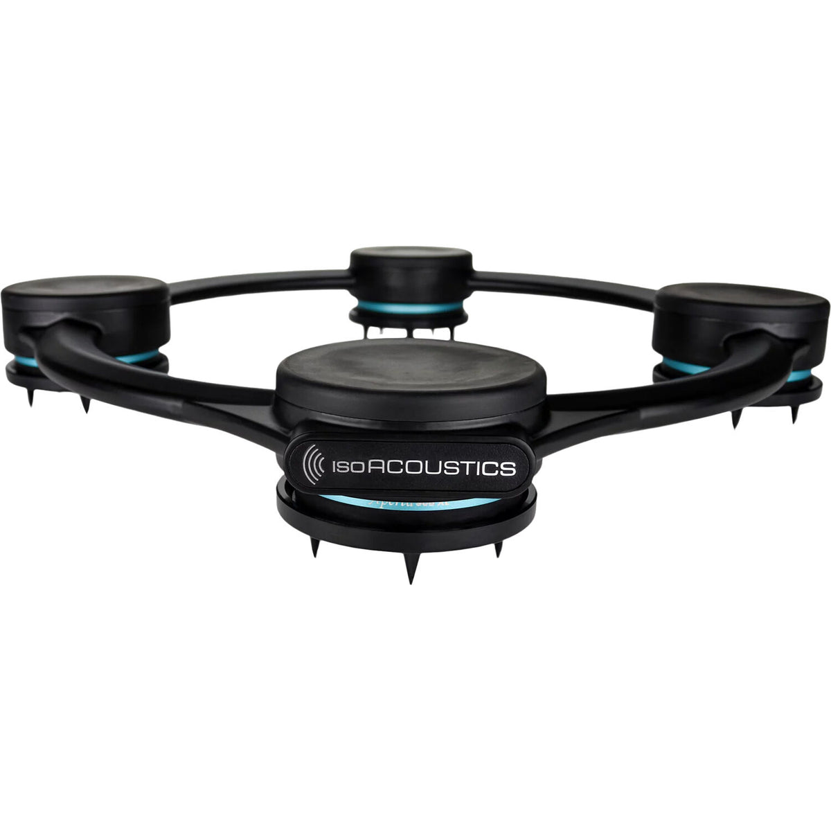 IsoAcoustics Aperta SUB XL speaker stands with sleek design and adjustable height for optimal audio positioning.