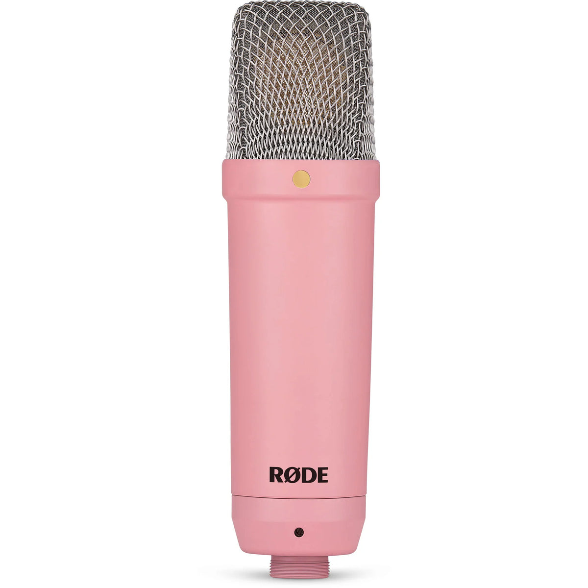 Rode NT1 Signature Series condenser microphone with cardioid capsule and professional audio equipment for studio recording.