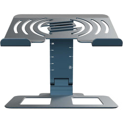 Reloop Stand Hub Pro laptop stand with adjustable arms and sturdy base, designed for ergonomic positioning and stability.
