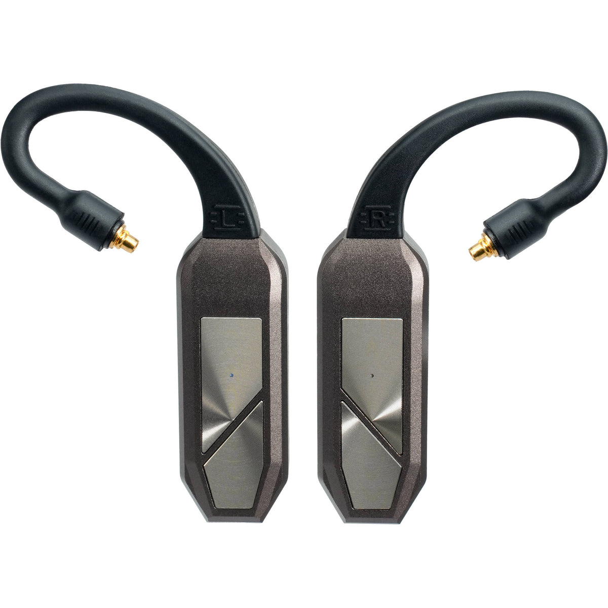 iFi Audio Go Pod Max headphone amplifier and DAC showing sleek black design with control buttons and connectivity ports.