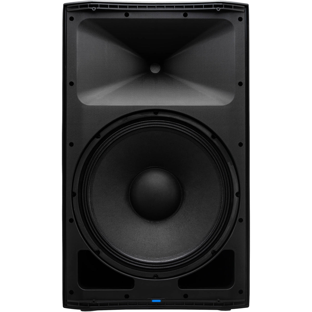 Presonus Air XD 15 active loudspeakers with black enclosures and control panels, positioned on stands in a studio setting.