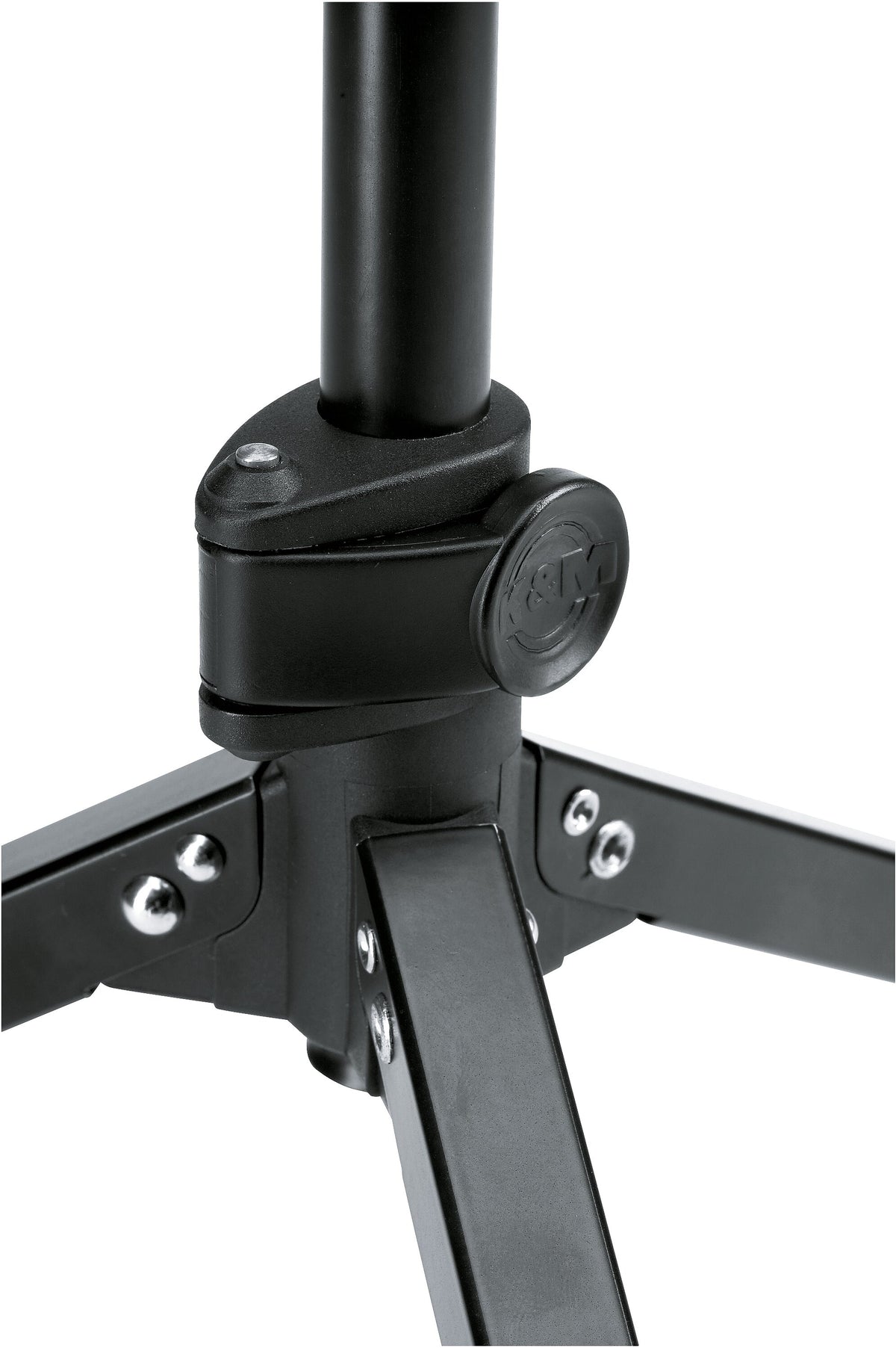 K&M 23150-3 desktop microphone stand with adjustable arm and sturdy base for professional audio setup.