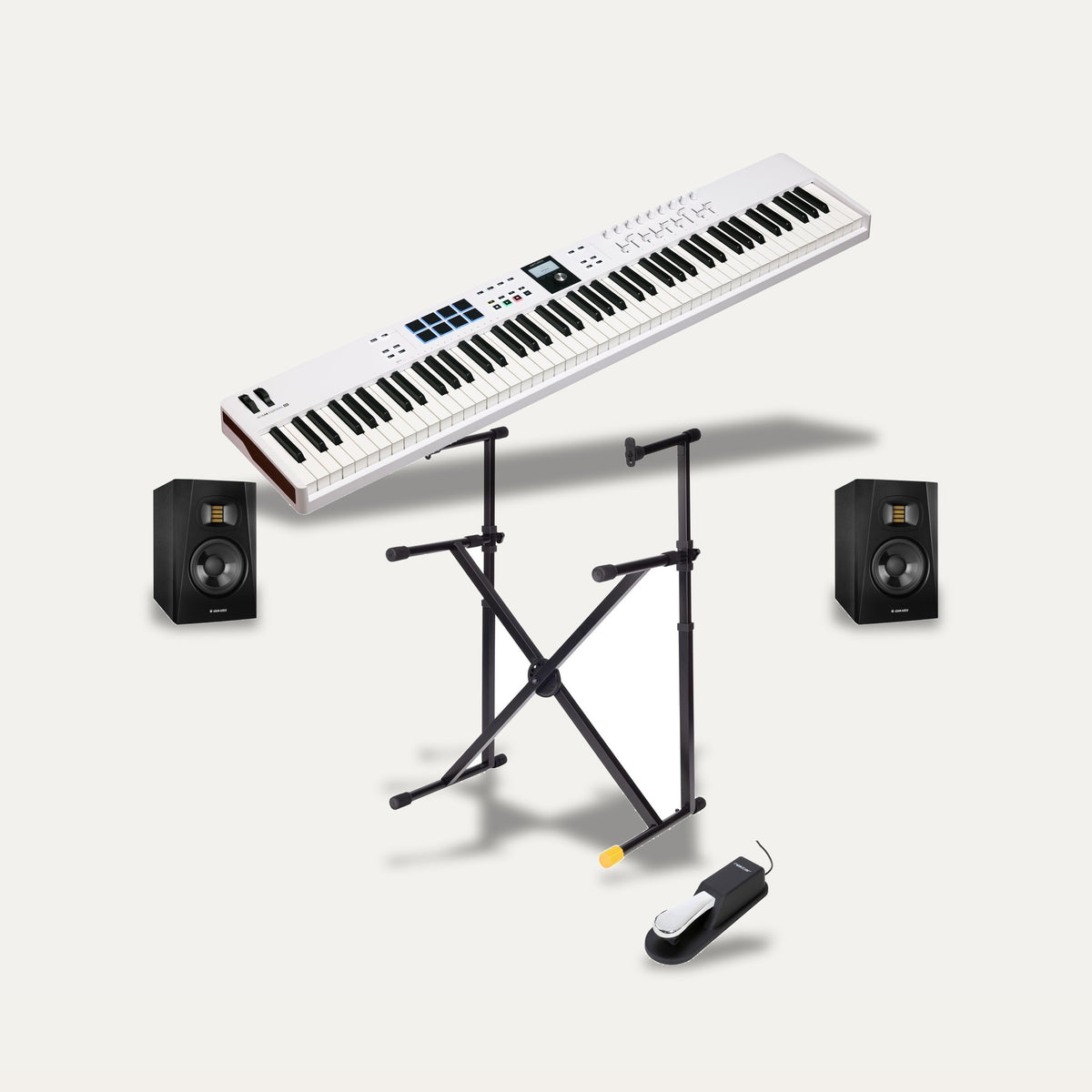 Arturia KeyLab Essential 88 MK3 + Hercules KS210B + Nektar NP-2 + ADAM T5V Keyboard Studio Set – Keyboard Colour White