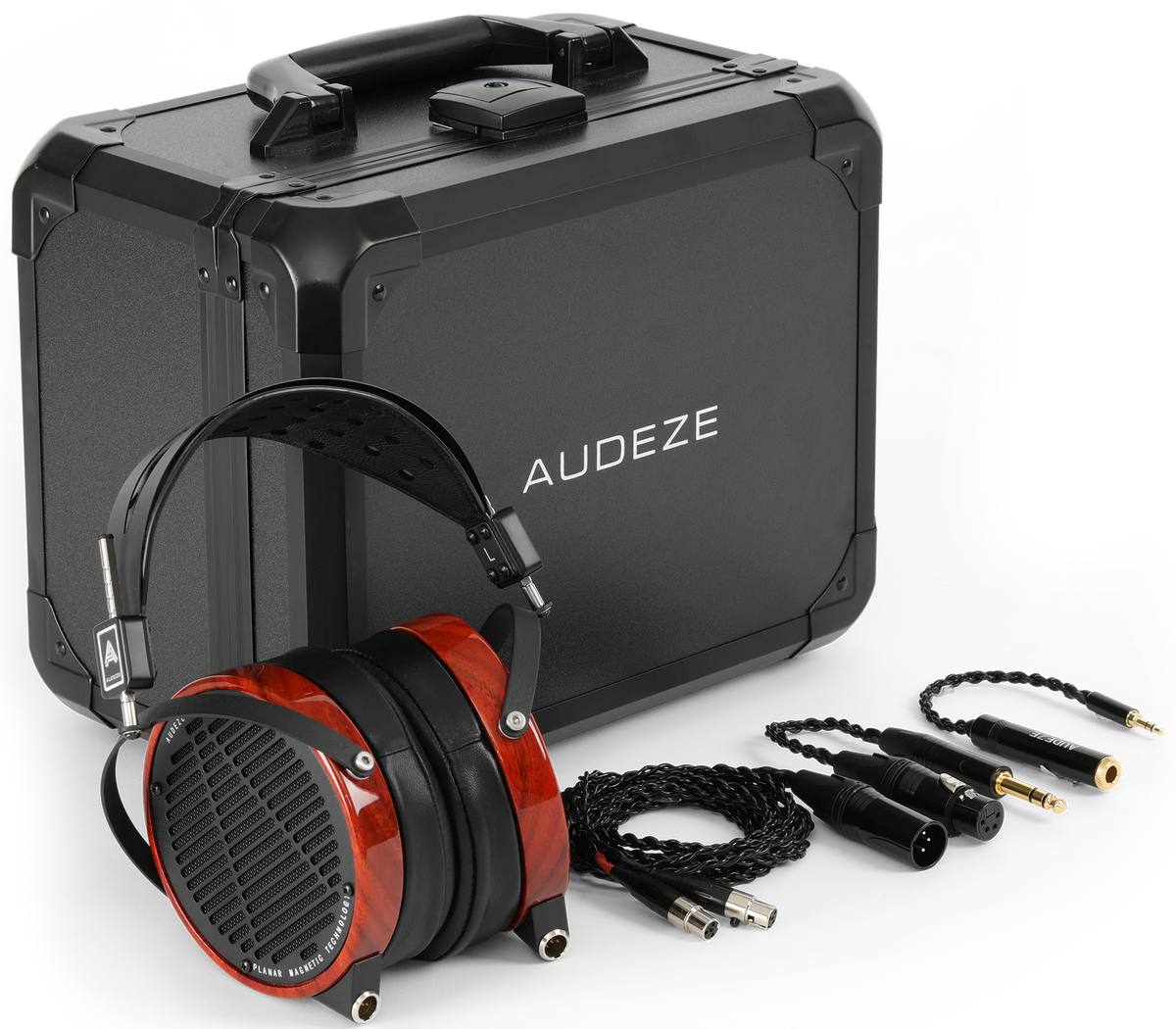 Audeze LCD-2 leather-free wired headphones with over-ear design and padded ear cups, shown in a sleek black finish.