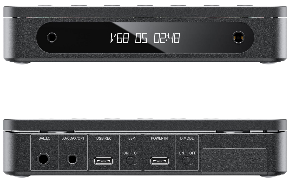 FiiO DM13 BT portable music player, in black, front view