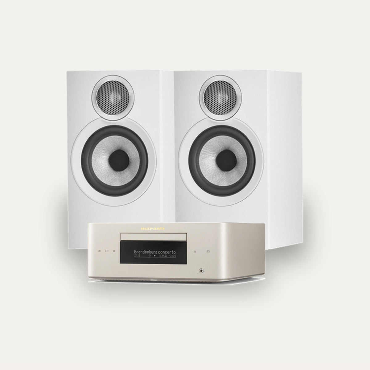 Marantz MCR 60n + Bowers & Wilkins 607 S3 Hi-Fi System – Marantz Finish Marantz Champagne, Speaker Finish White