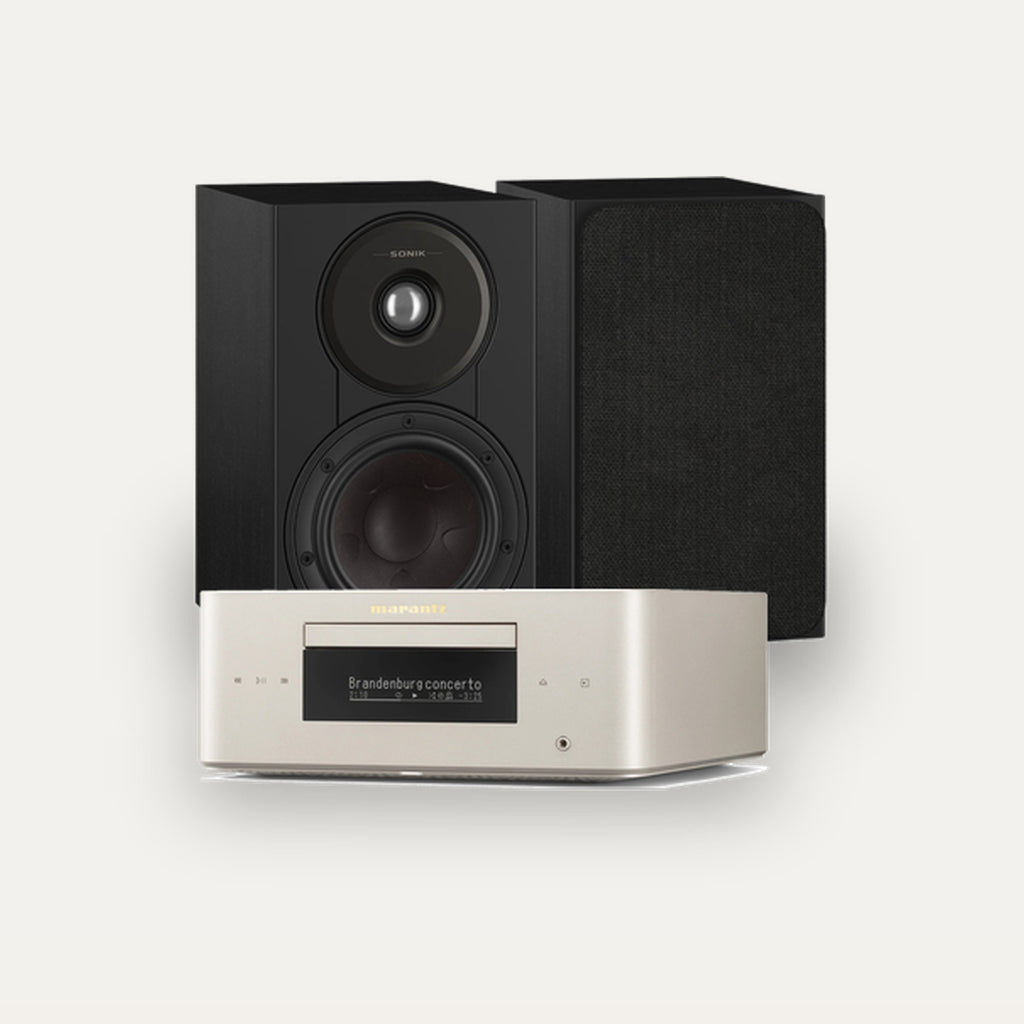 Marantz MCR 60n + Dali Sonik 1 Hi-Fi System – Marantz Finish Marantz Champagne, Speaker Finish Black Ash