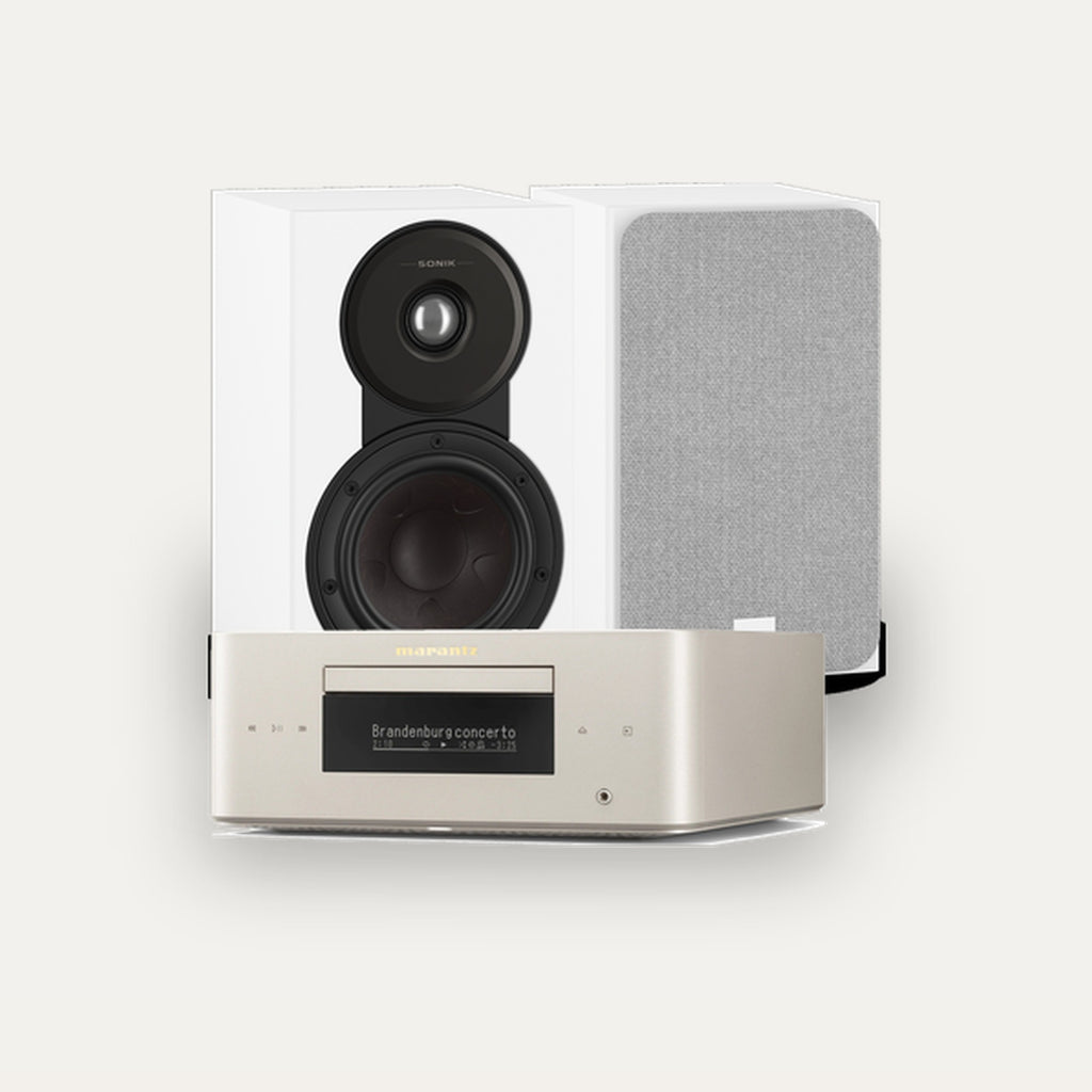 Marantz MCR 60n + Dali Sonik 1 Hi-Fi System – Marantz Finish Marantz Champagne, Speaker Finish White