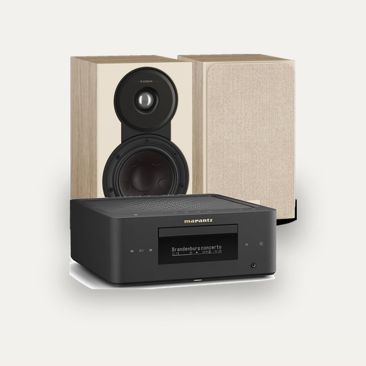 Marantz MCR 60n + Dali Sonik 1 Hi-Fi System – Marantz Finish Matte Black, Speaker Finish Natural Oak