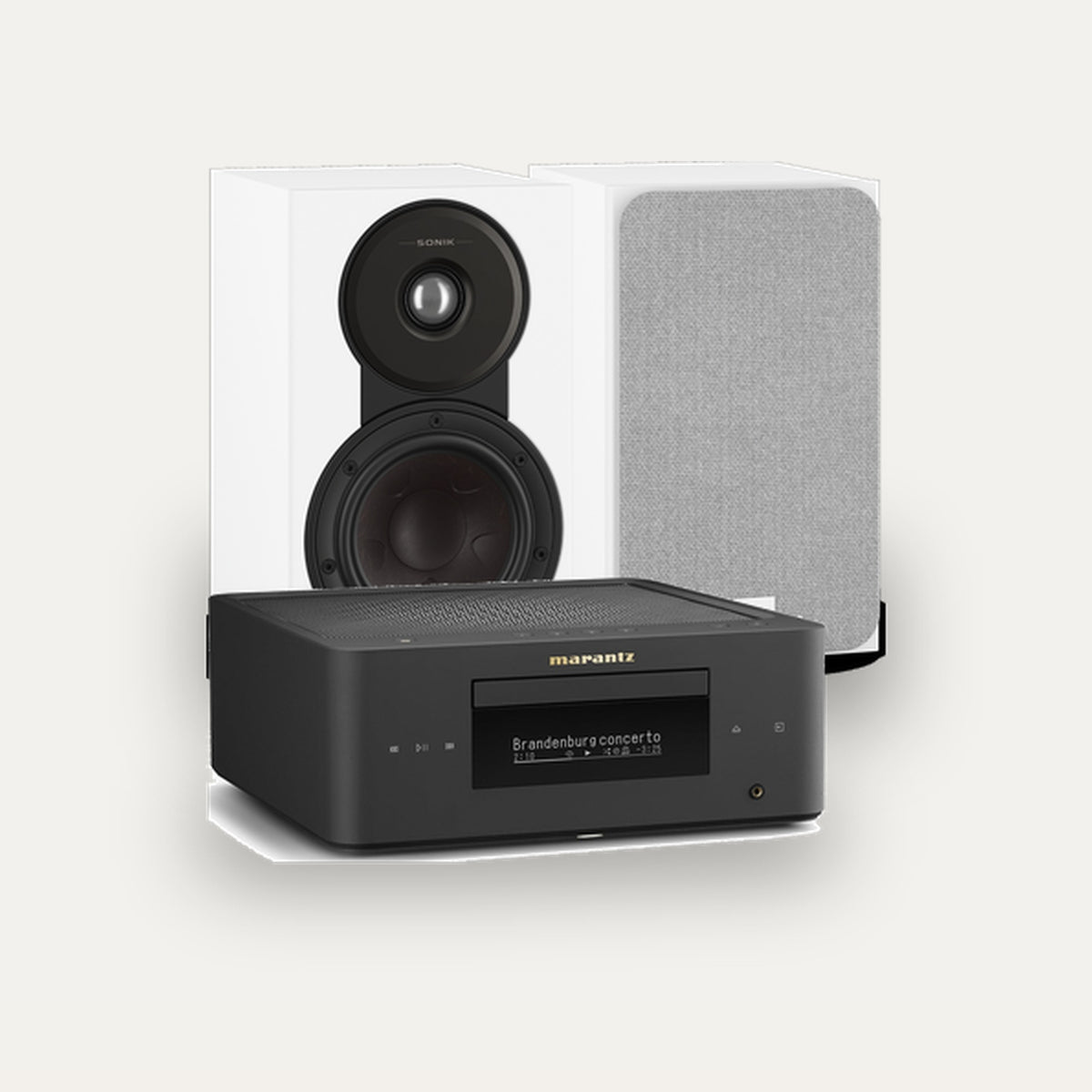 Marantz MCR 60n + Dali Sonik 1 Hi-Fi System – Marantz Finish Matte Black, Speaker Finish White