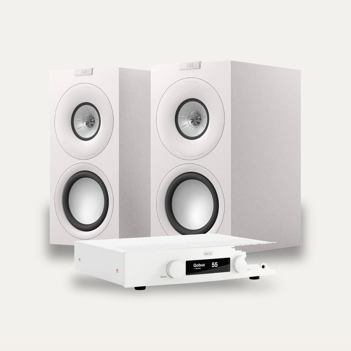 Hegel H150 + KEF Q Concerto Meta Streaming System – Amplifier Colour White, Speaker Finish Satin White