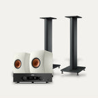 Hegel H200 + KEF LS50 Meta + KEF S2 Stands Hi-Fi System – Amplifier Colour Black, Speaker Finish White