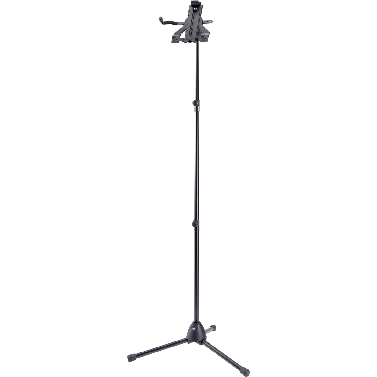 K&M 19775 microphone multimedia stand with adjustable arm and holder for professional audio equipment.