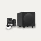 Kanto ORA4 + SUB8V + S4 Stands Desktop 2.1 Set – Speaker Colour Matte Black, Subwoofer Colour Matte Black, Stand Colour White