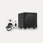 Kanto ORA4 + SUB8V + S4 Stands Desktop 2.1 Set – Speaker Colour Matte White, Subwoofer Colour Matte Black, Stand Colour Black