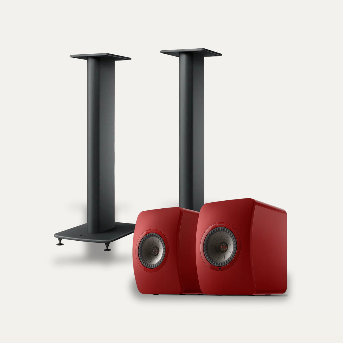 KEF LS50 Wireless II + KEF S2 Stands Wireless Speaker Set – Speaker Colour Red