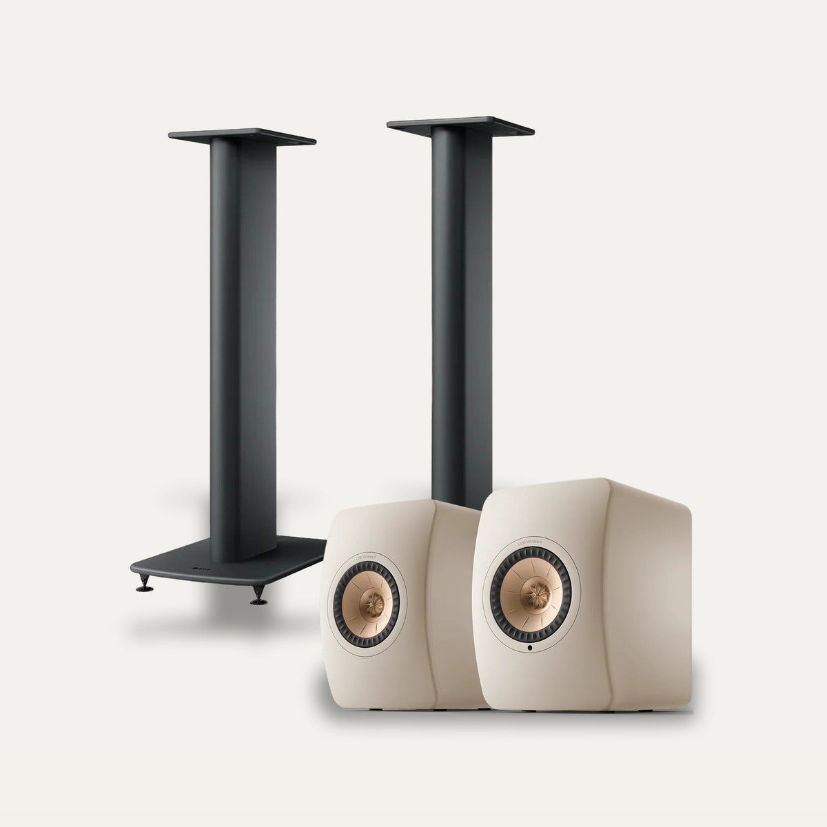 KEF LS50 Wireless II + KEF S2 Stands Wireless Speaker Set – Speaker Colour Sand