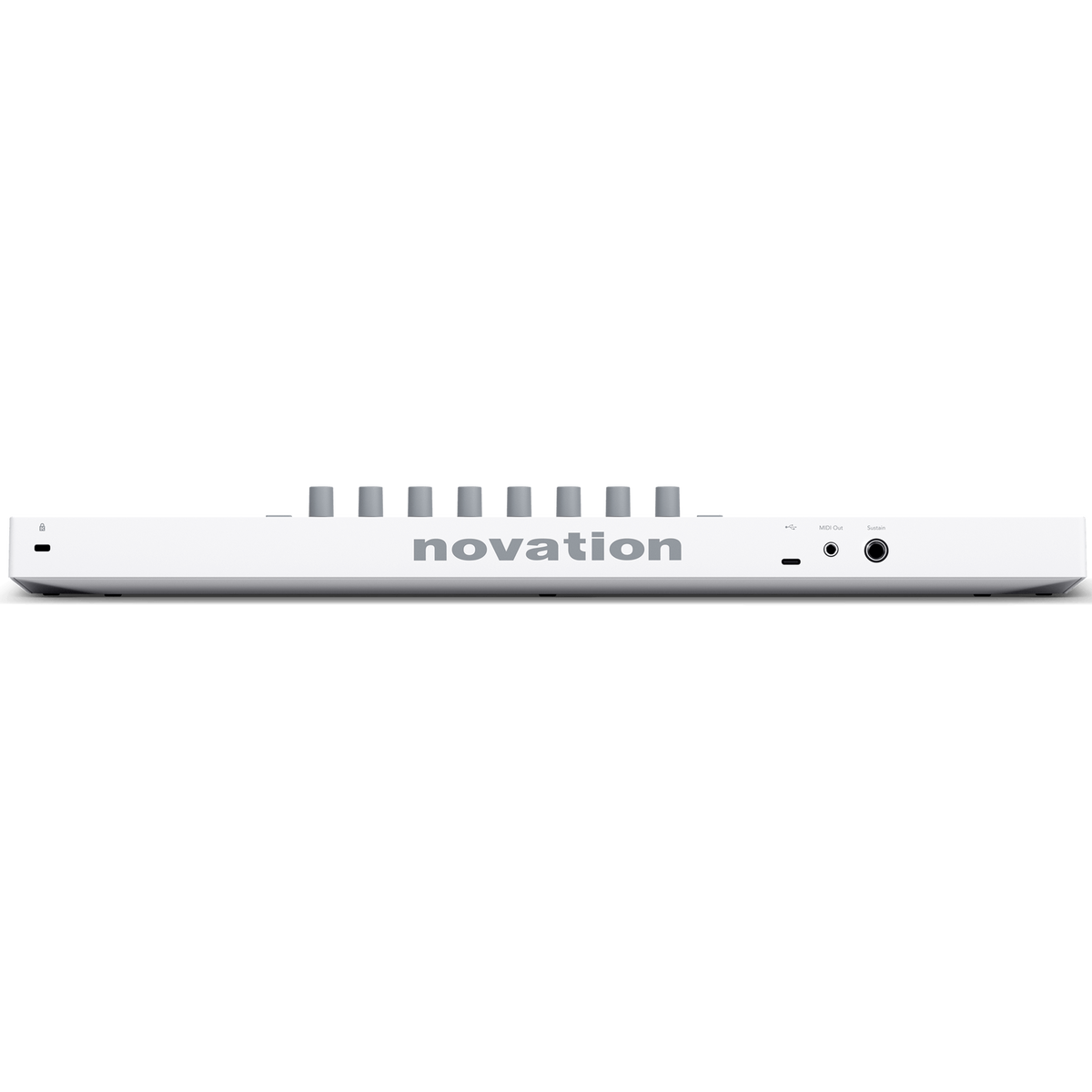 Novation Launchkey Mini 37 MK4 MIDI keyboard, in white, rear view