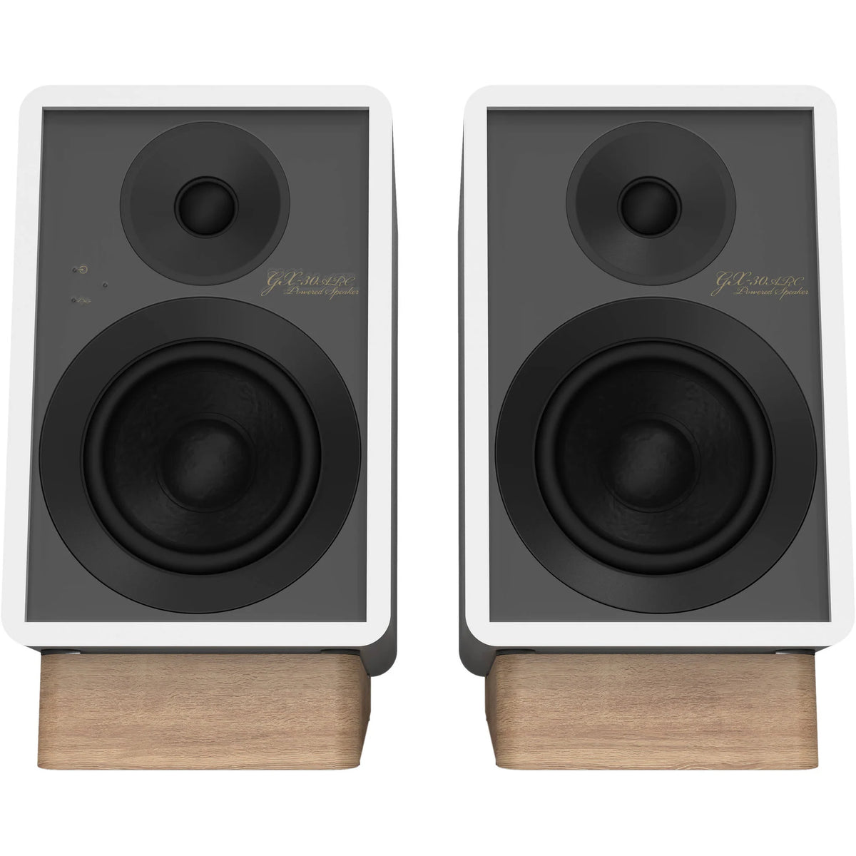 Onkyo GX-30ARC desktop speakers, in black, lifestyle setting