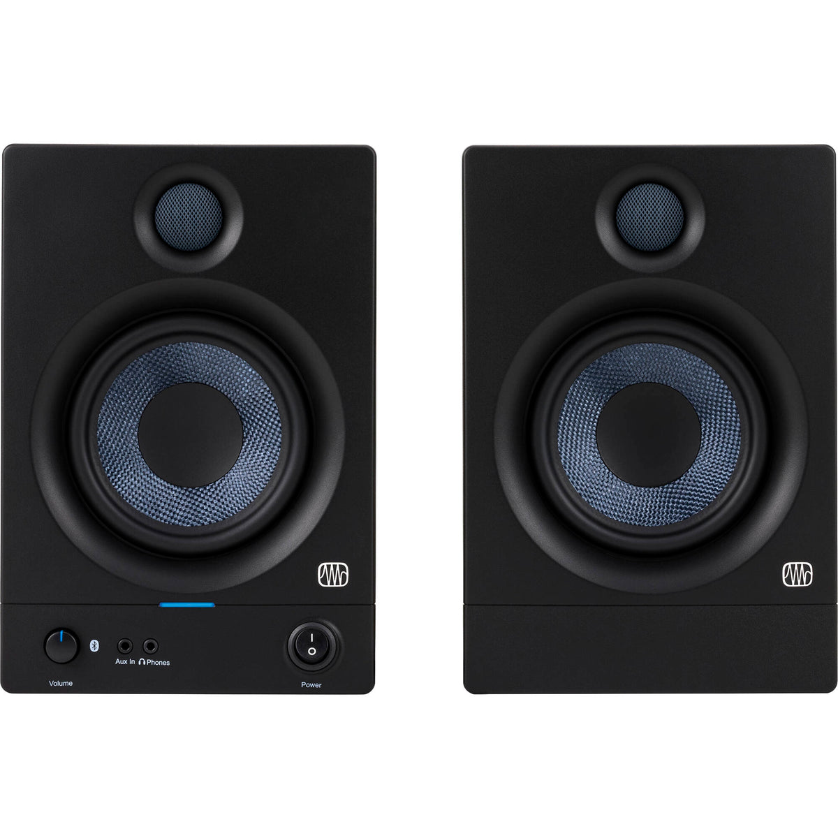 PreSonus Eris 5 BT 2nd Gen desktop monitors, front view in black