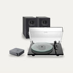 Pro-Ject T2 Super Phono + WiiM Amp + ELAC Debut B5.3 Vinyl System – Turntable Finish Gloss Black, Amplifier Colour Grey