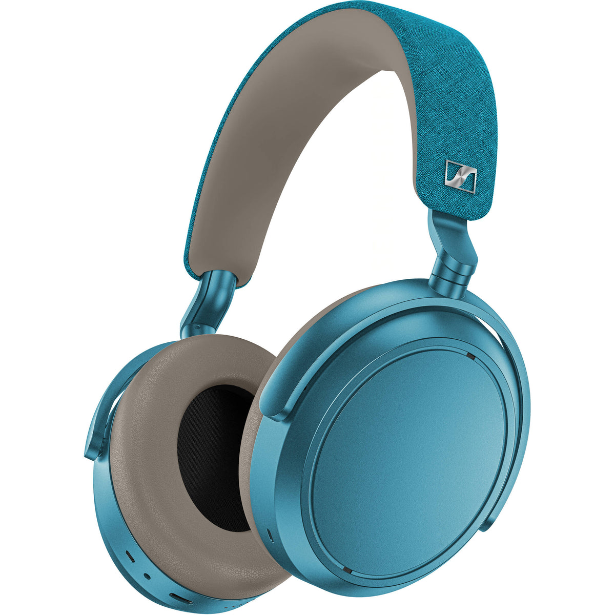 Sennheiser Momentum 4 Wireless headphones, angled view in petrol blue