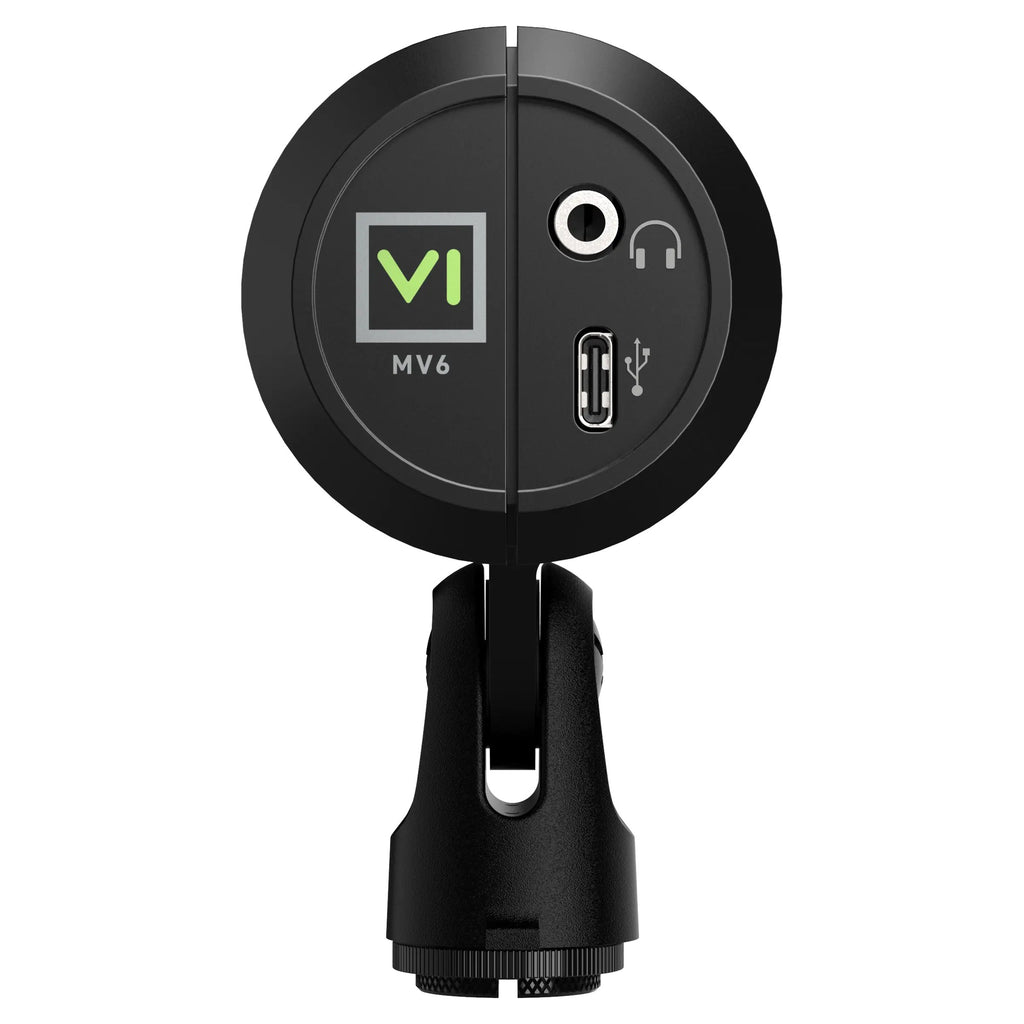 Shure MV6 Gen 2 Black, rear panel with USB-C and headphone output