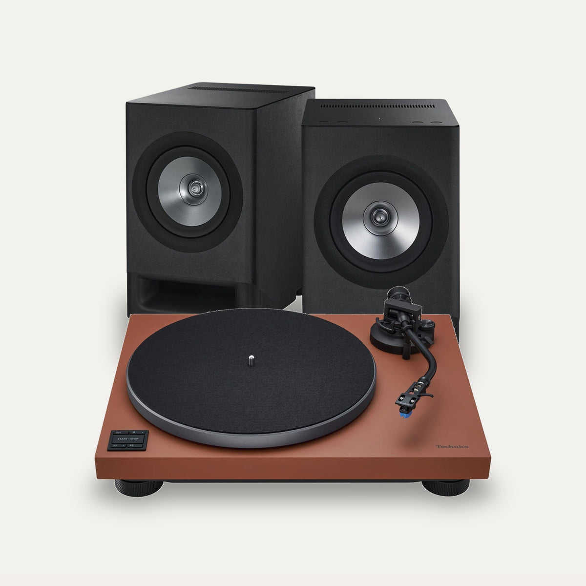 Technics SC-CX700 + SL-40CBT Vinyl Streaming Set – Speaker Colour Charcoal Black, Turntable Colour Terracotta Brown