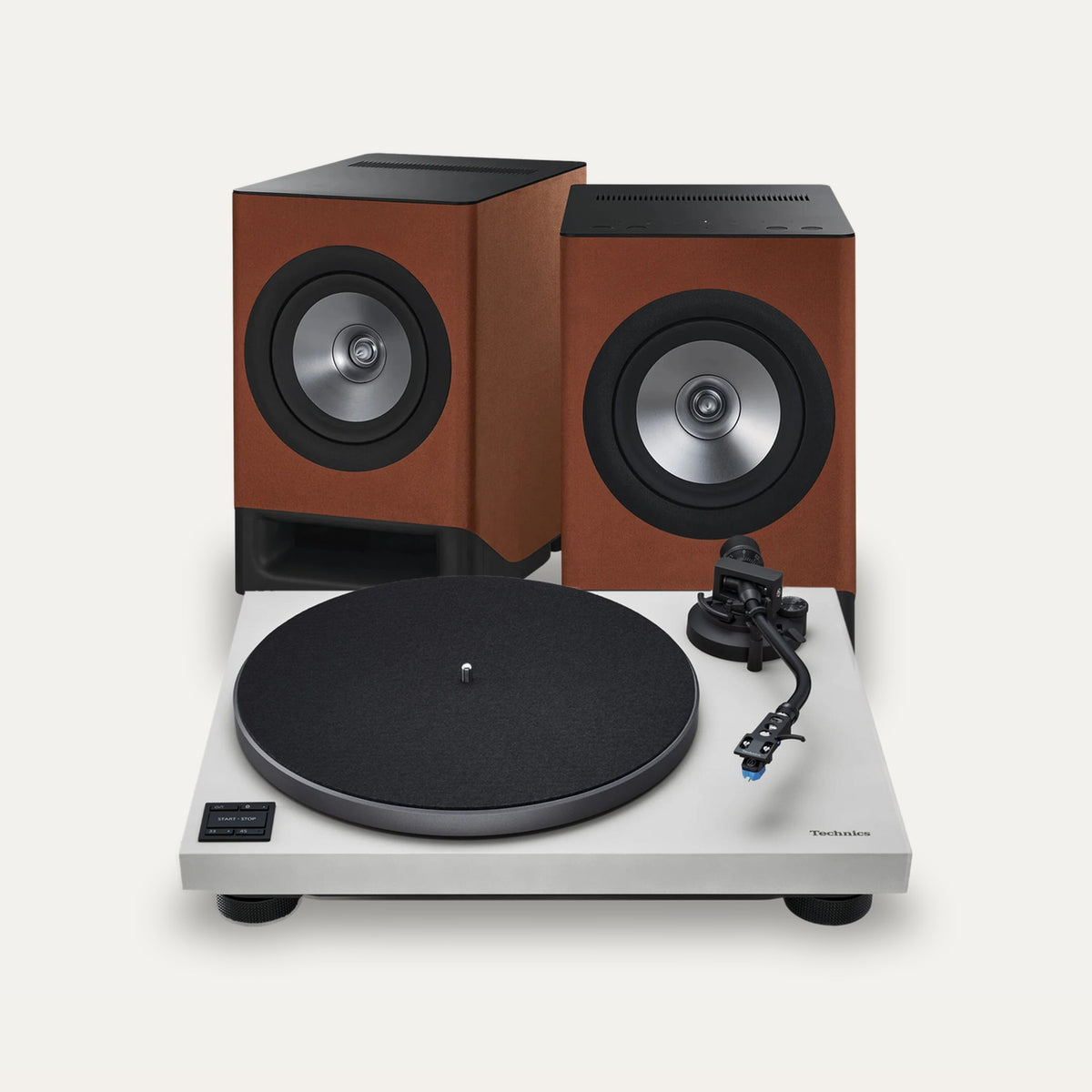 Technics SC-CX700 + SL-40CBT Vinyl Streaming Set – Speaker Colour Terracotta Brown, Turntable Colour Gray