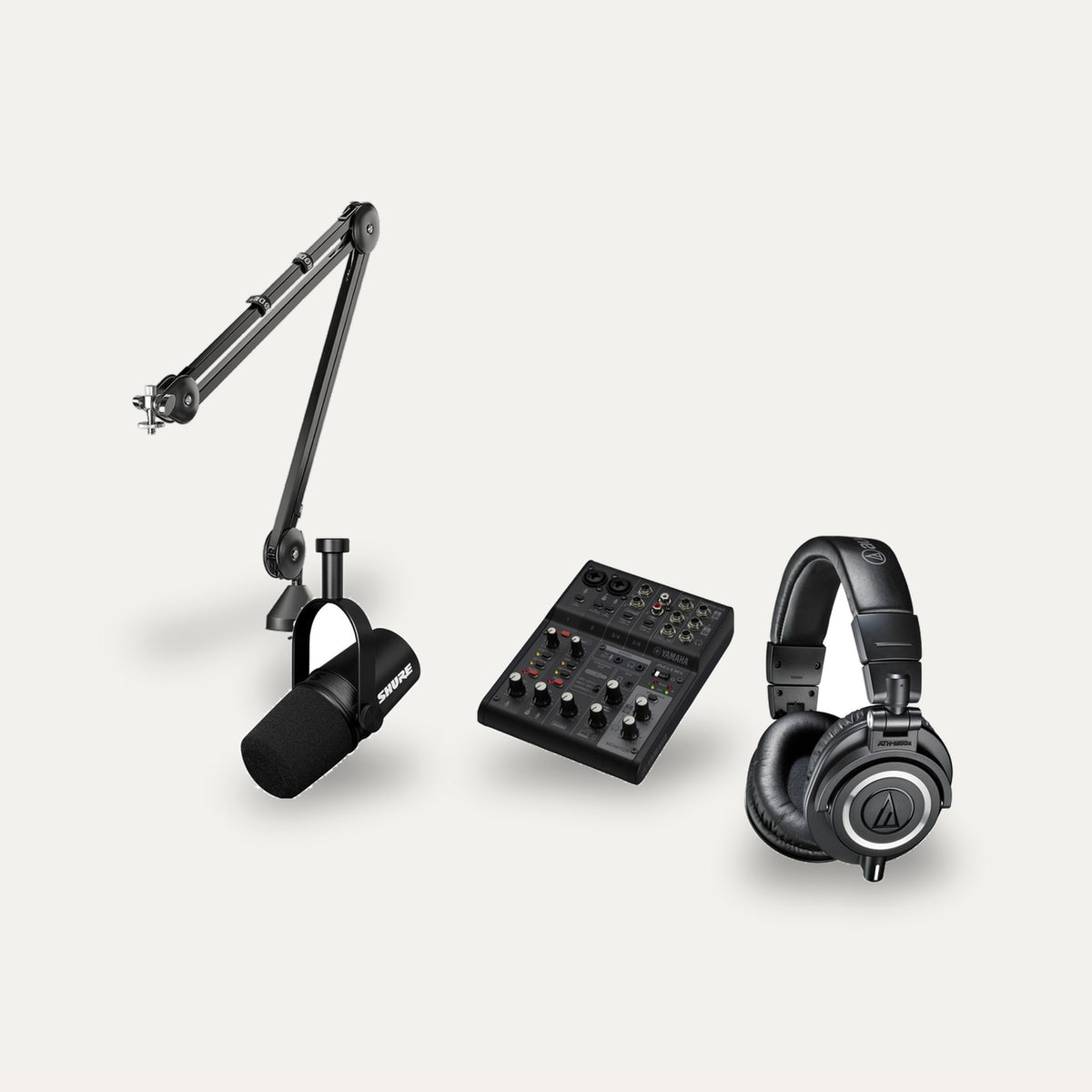Yamaha AG06 MK2 + Shure MV7X + RODE PSA1 Streaming Set – Mixer Colour Black, Headphones Colour Black
